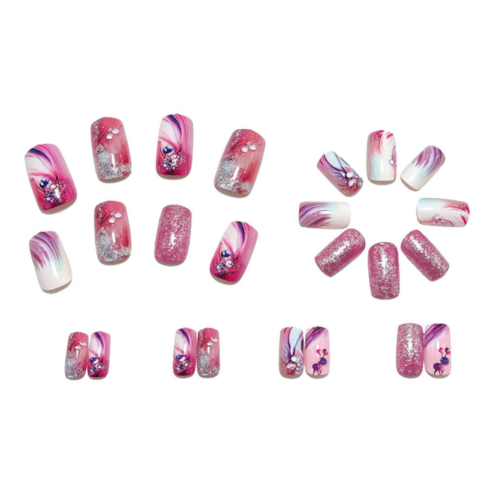 Glamorous artificial nails with filigree glitter decorations Kalsten