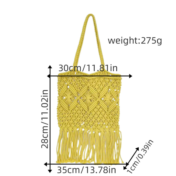 Macrame shoulder bag with fringed design Kalsten