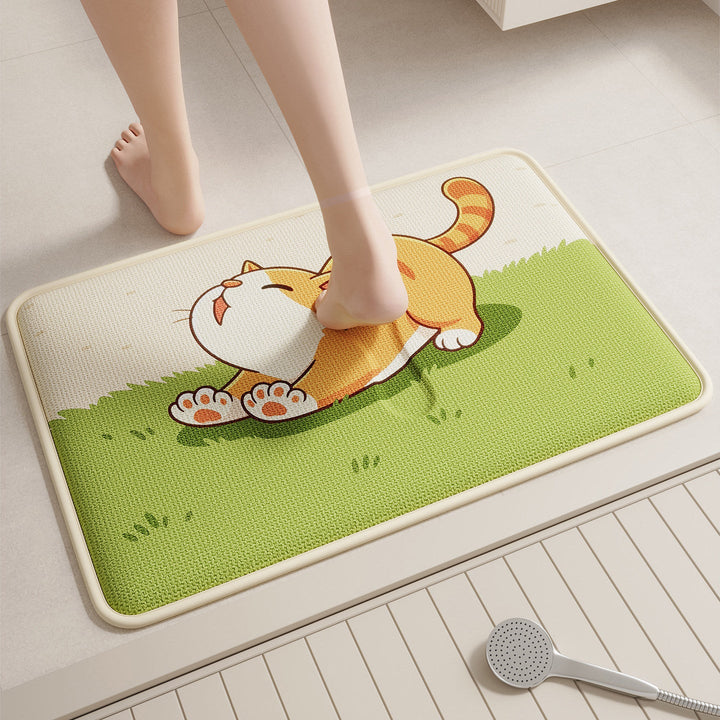 Soft Cartoon Cat-Themed Bath Mat