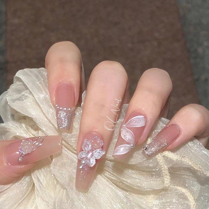 Artistic Floral-Design Press-On Nail Set Kalsten