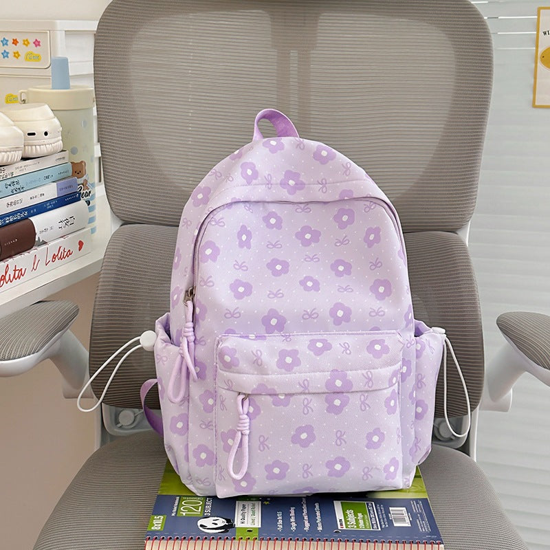 Cute Character Design Floral School Backpack
