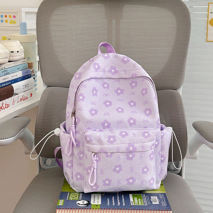 Cute Character Design Floral School Backpack