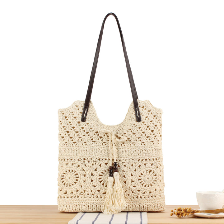 Handbag in Creative Macrame Design with Tassel Detail Kalsten