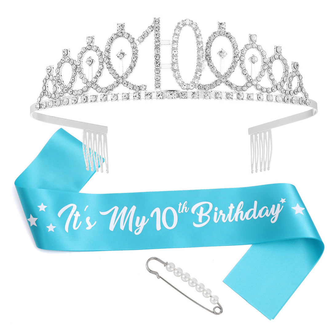 Women's birthday crown and sash set with glitter stones Kalsten