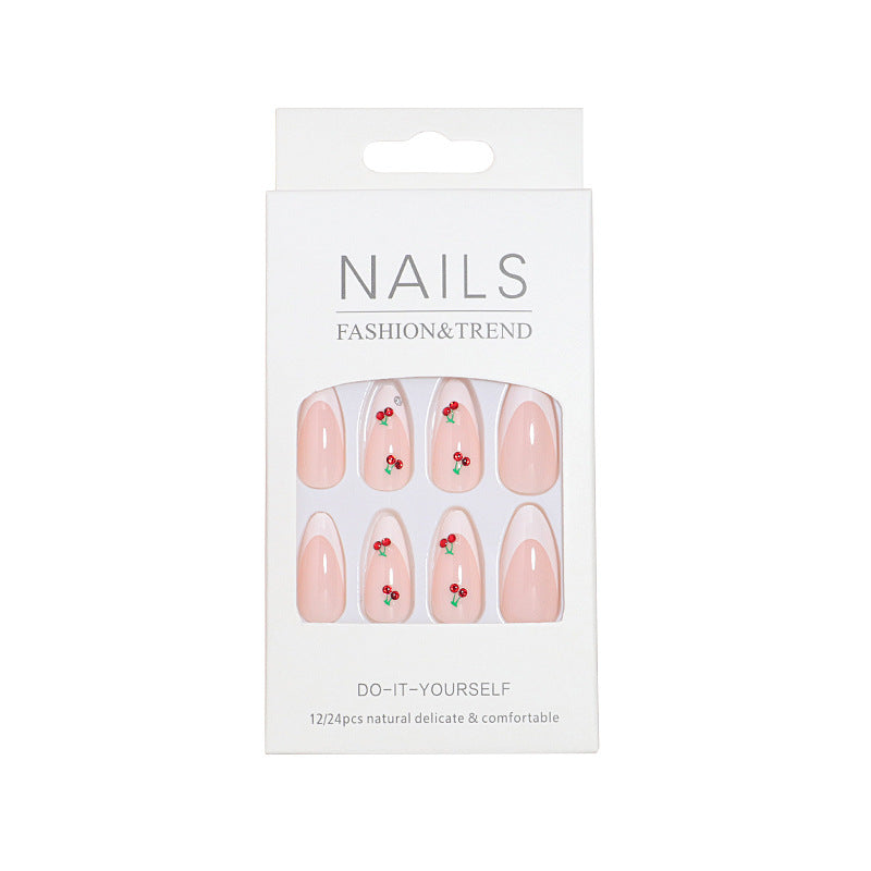 Elegant Cherry Blossom Press-On Nail Art Kalsten