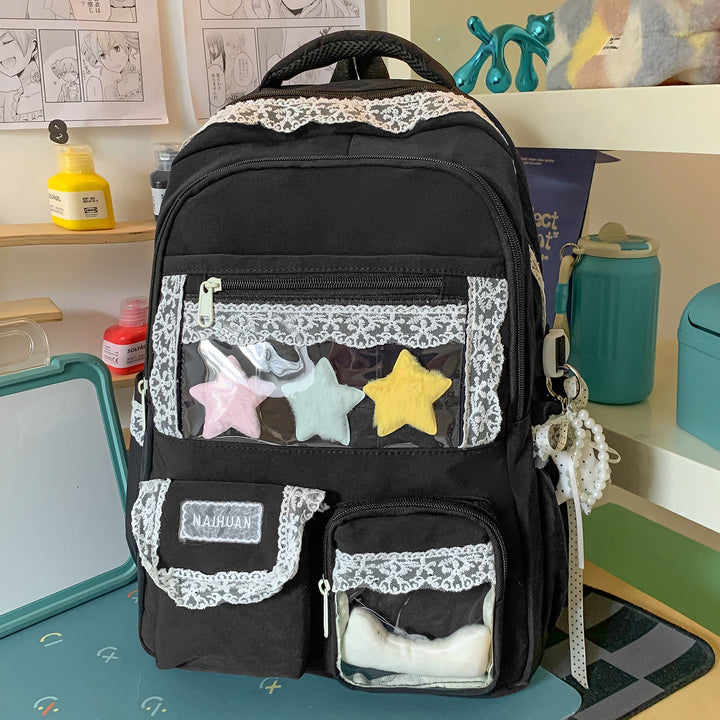 Cute Decorative Star-Embellished School Backpack