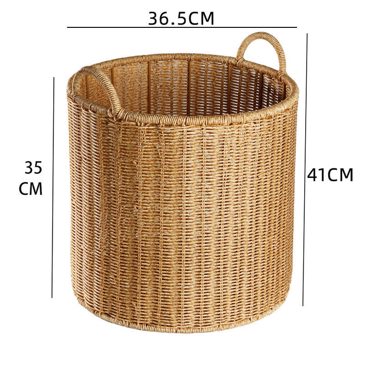 Round Woven Storage Basket with Durable Handles Kalsten