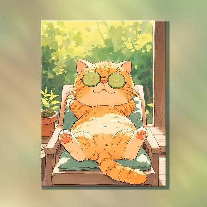 Playful Cartoon Cat Illustration Wall Art Kalsten