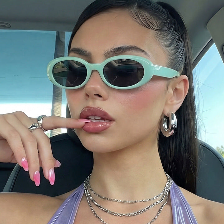 Women's oval sunglasses with transparent effect and UV protection Kalsten