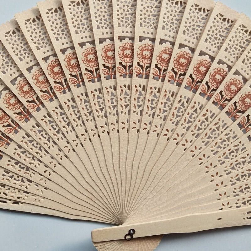 Ladies decorative hand fan made of high-quality wood with intricate cut-out work Kalsten