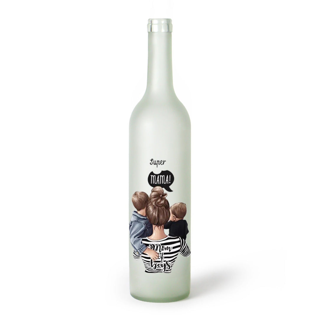 Decorative Frosted Glass Bottle Vase With Fashion Collage Decal