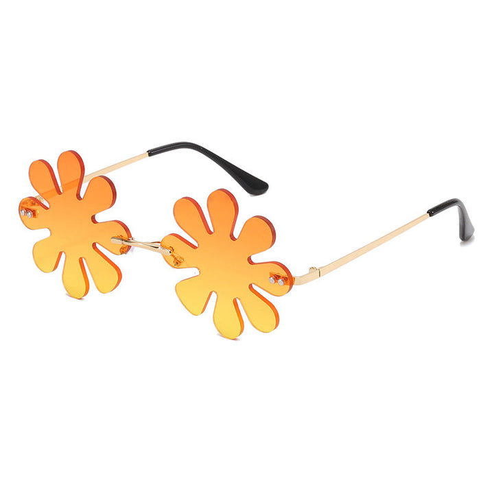 Women Playful Flower Sunglasses with Stylish Metal Frame Kalsten