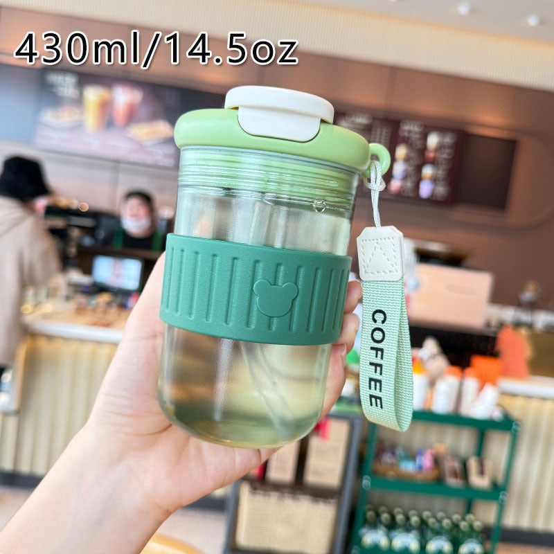 Women insulated drinking bottle with non-slip silicone ring and integrated straw Kalsten