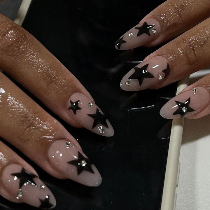 Star-Embellished Stiletto Nail Art Extensions Kalsten