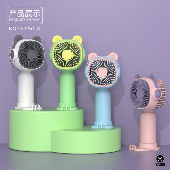 Cooling portable handheld bear-ear mini fan with adjustable tilt USB rechargeable desktop stand Kalsten