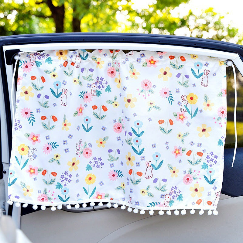Unisex nan sun protection car curtain with elastic fastening strap and opaque cotton blend Kalsten