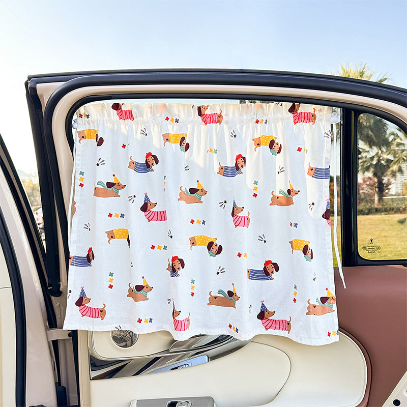 Unisex nan sun protection car curtain with elastic fastening strap and opaque cotton blend Kalsten