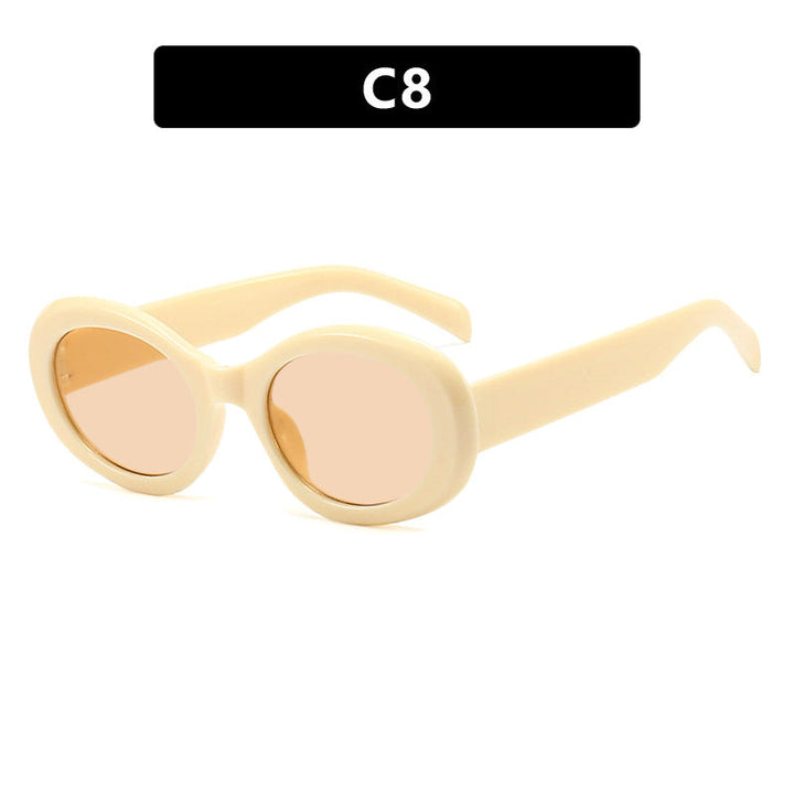 Women's fashionable sunglasses in original oval design with transparent frame and UV protection Kalsten