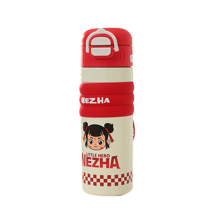 Insulated drinking bottle with a cute character design and practical carrying strap Kalsten