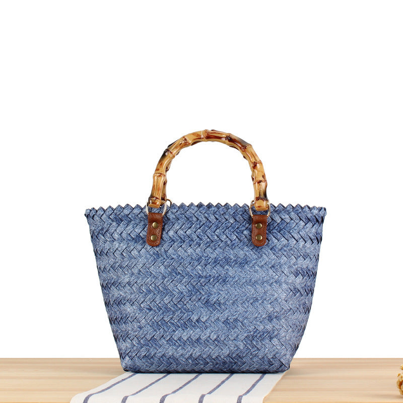 Braided handbag with high-quality bamboo handle Kalsten