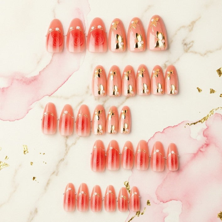 Artistic Nail Tips with Elegant Gold Jewelry Kalsten