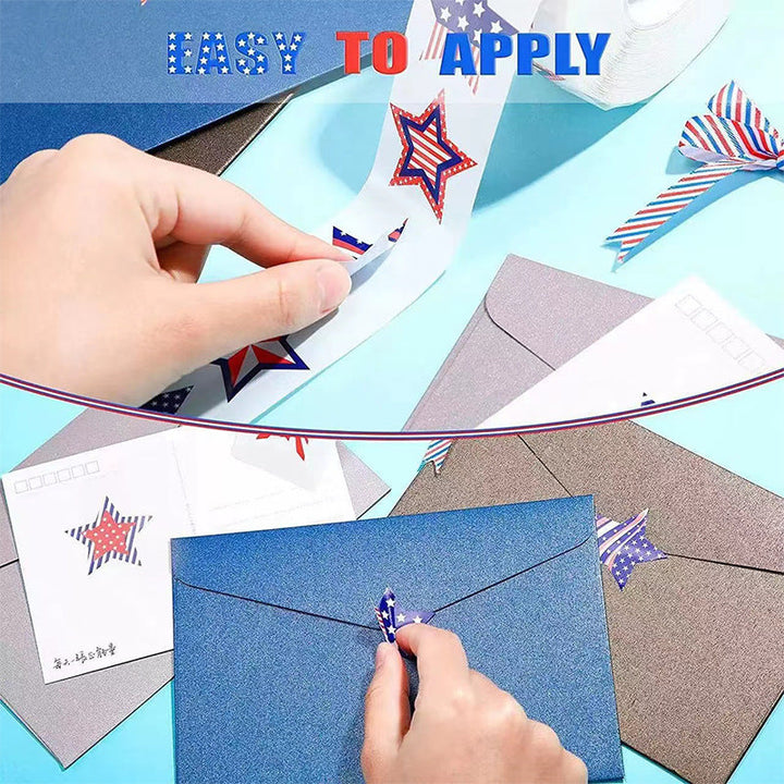 Unisex nano sticker set with patriotic star motifs in roll format, removable and versatile Kalsten