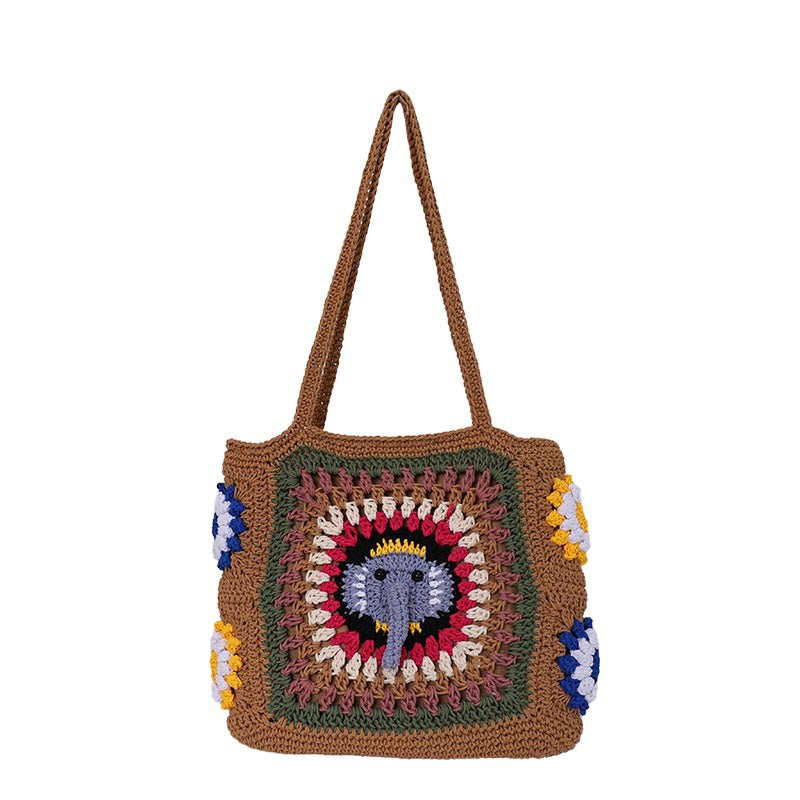 Handmade macrame shoulder bag with elephant design Kalsten