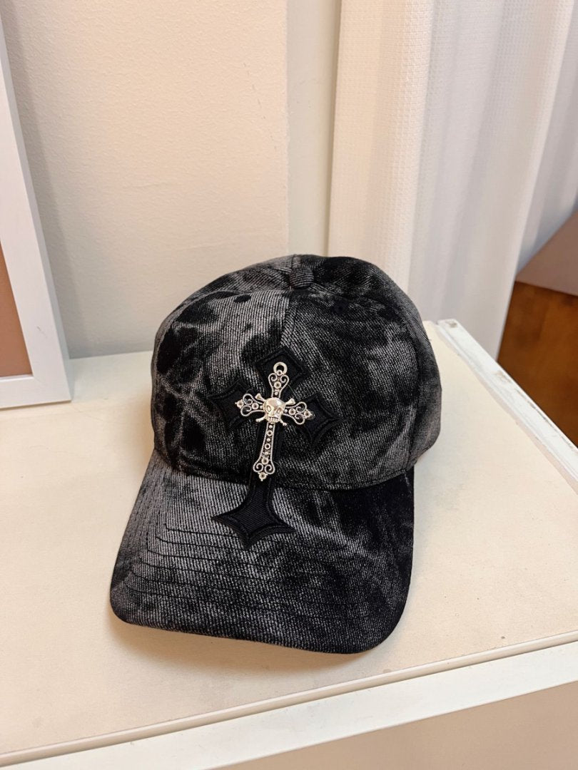 Men's Velvet Embroidered Cross Baseball Cap Kalsten