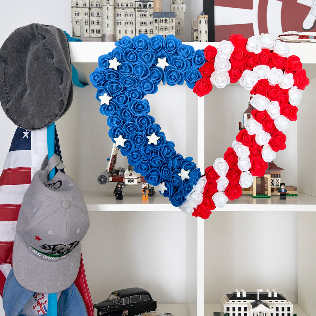 Unisex nan patriotic pom pom front door wreath with star embellishments Kalsten