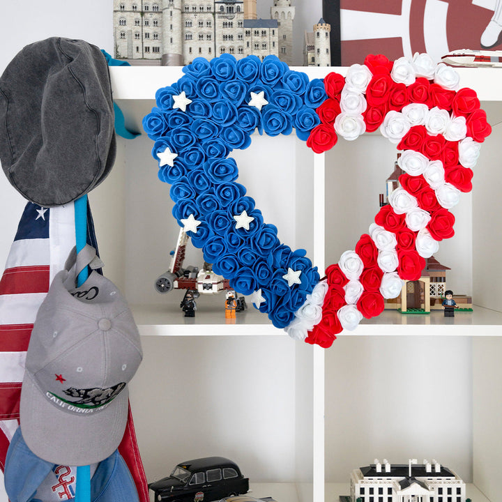 Unisex nan patriotic pom pom front door wreath with star embellishments Kalsten
