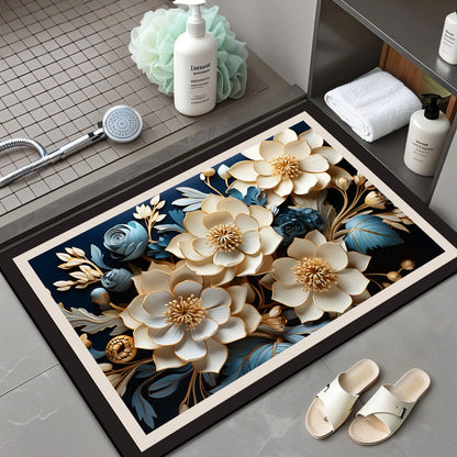 Floral Patterned Comfort Bath Mat Acalora
