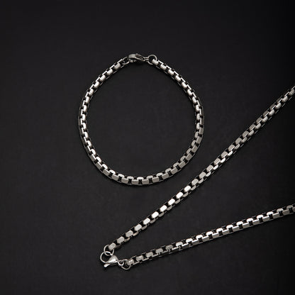 Stainless Steel Chain Necklace and Bracelet Set Acalora