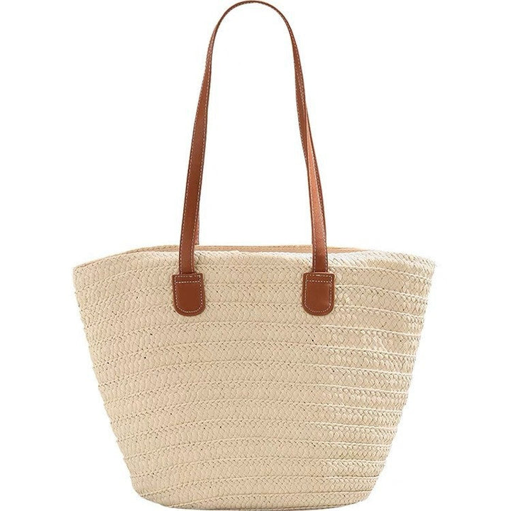 Elegant and Spacious Straw Bag with Leather Handles Kalsten