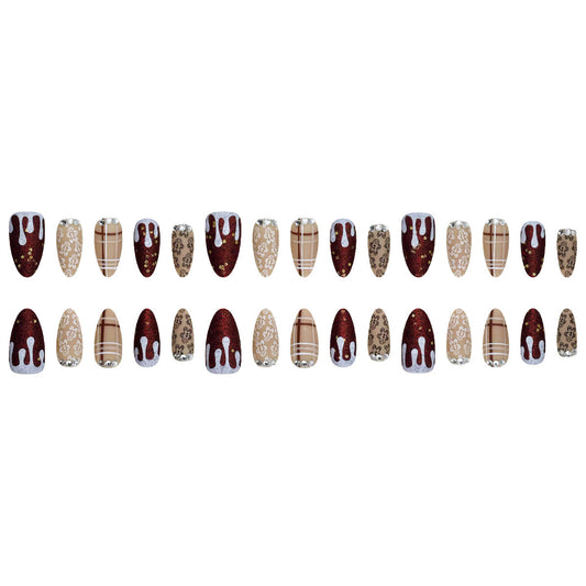 Festive Gingerbread Themed Press-On Nails Acalora