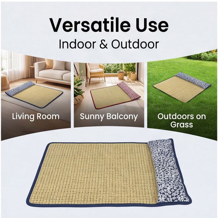 Unisex nan cooling sisal sleeping mat with padded neck pillow for pets Kalsten