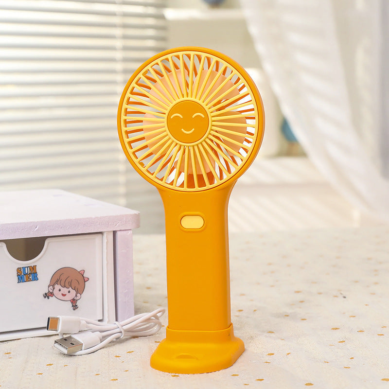 Ladies Portable Hand Fan with Smiling Face and USB Charging Function Kalsten