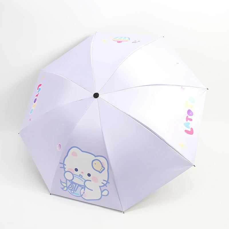 Women Folding Umbrella with Cute Animal Design Kalsten