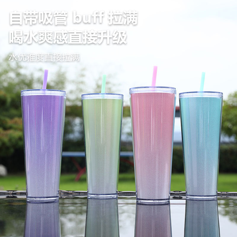 Women's Glittering Drinking Cup with Straw Kalsten