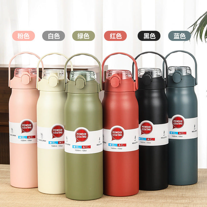 Women High-Quality Thermo Mug with Practical Carrying Handle and Integrated Straw Kalsten