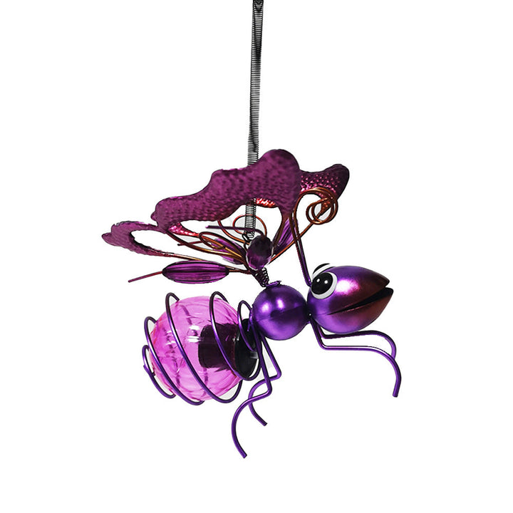 Whimsical Hanging Glass Bee Solar Garden Lantern Ornament Kalsten