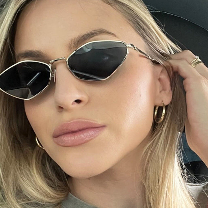 Women's geometric sunglasses with fine metal frame and UV protection Kalsten