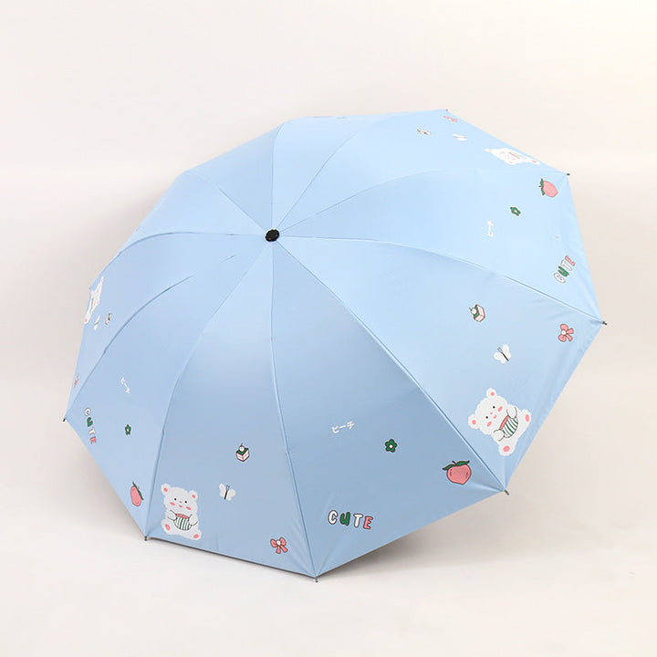 Women's Folding Umbrella with Playful Bear Design Kalsten