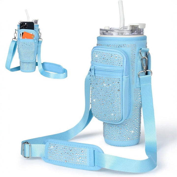 Ladies trendy and sparkling drinking bottle with shoulder bag Kalsten