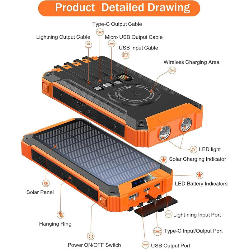 High-performance solar power bank with multifunctional cable Kalsten