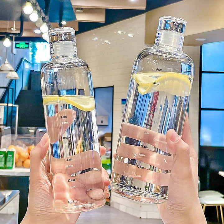 Women's transparent motif drinking bottle with time markers Kalsten