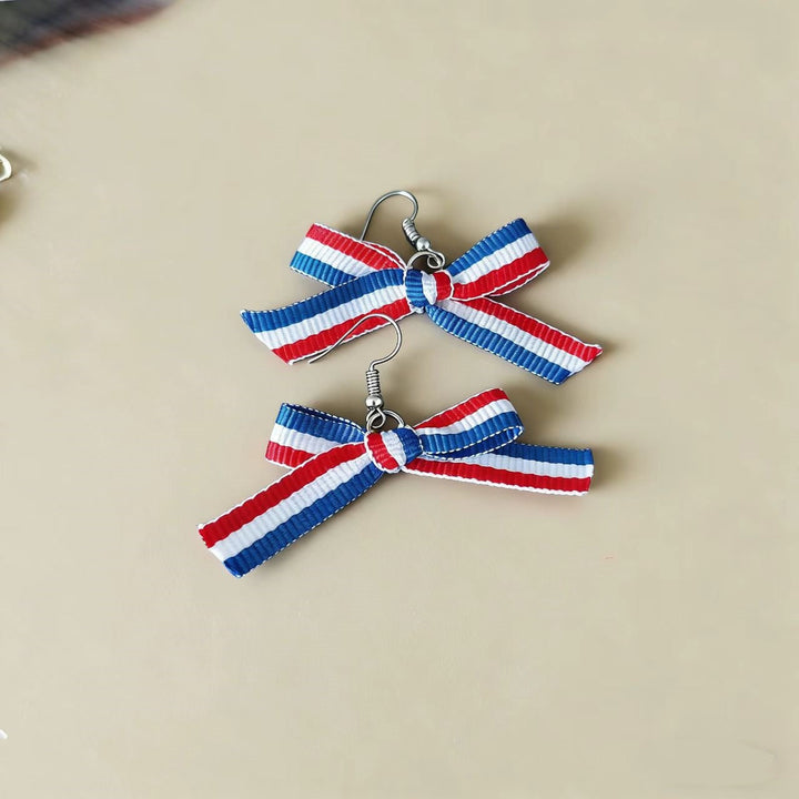 Women's noticeable tassel earrings with American flag pendant and pearl fringes Kalsten
