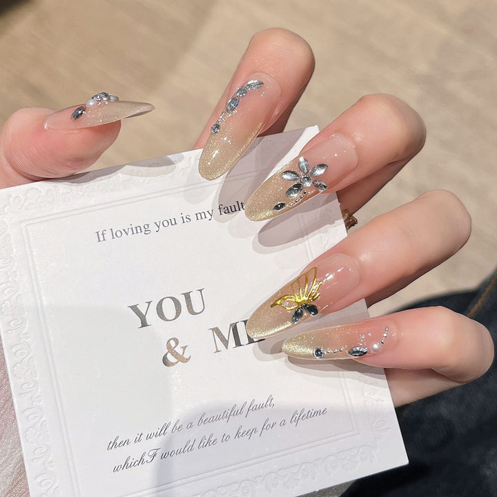 Artistic Glittery Nail Extensions Kalsten