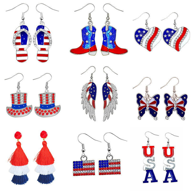 Women's earrings in flip-flop design with crystal embellishment and enamel flag motif Kalsten