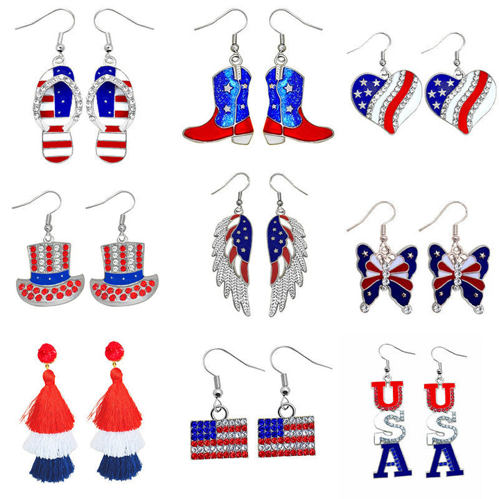 Women's earrings in flip-flop design with crystal embellishment and enamel flag motif Kalsten