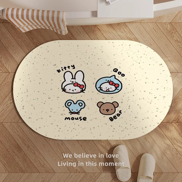 Cute Kitty-Themed Memory Foam Bath Mat Kalsten